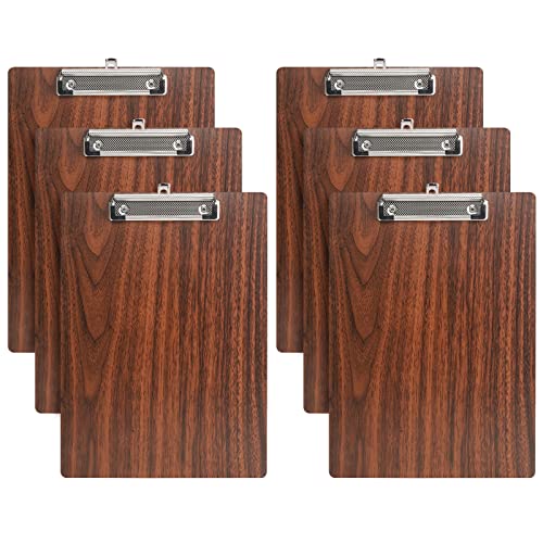 Klemmbrett Holz A5,6 Stück Schreibbrett Klemmbrett mit Metalklemme,A4 Schreibplatte Klemmbretter Clipboard Zwischenablage Cover