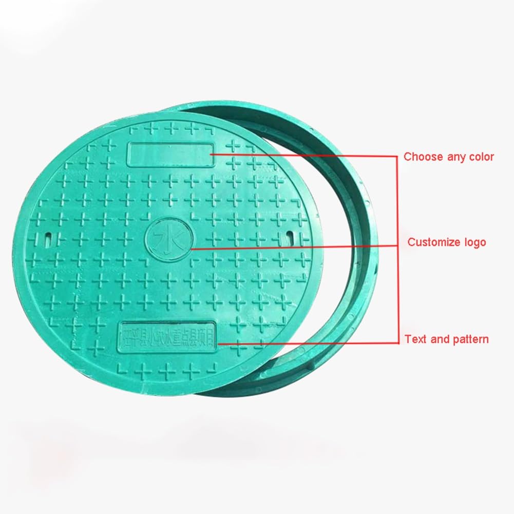 Couvercles De Regard Ronds Solides, Couvercles Et Base De Fosse Septique pour Jardin, Couvercles De Bassin D'égout Renforcés Antidérapants(Green,30x3cm)