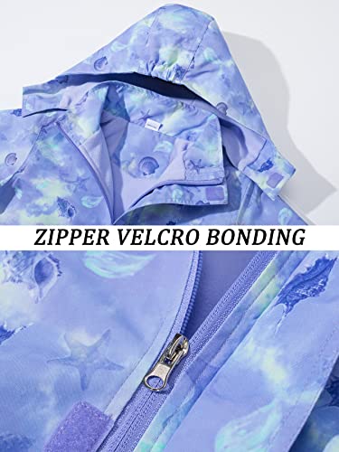 Girls Hooded Rain Jacket Waterproof Raincoat Fleece Lined Coat for Kids4