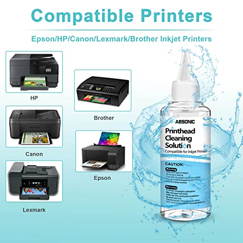 Printer Cleaning Kit for Epson, Printhead Cleaning Kit for HP, Inkjet Printer Head Cleaner for Canon, Printers Cleaner Printhead Cleaning Solution for Inkjet, Printers Print Head Cleaning Kits 100mL