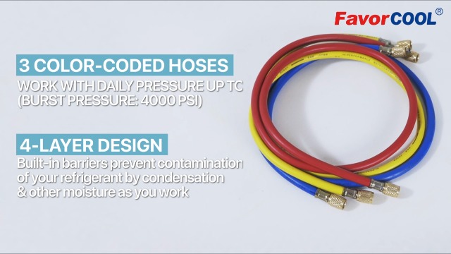 Image of HVAC Gauges AC Manifold Gauge Set for R410a R134a R22 Refrigerant for Home AC Aluminum Body 3-Way AC Gauges R410a Manifold Set with 4FT Hoses and Gauge Set Auto Recharge Kit