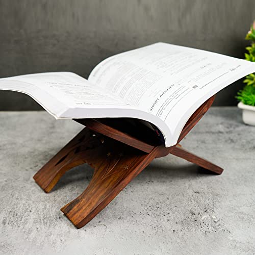 Image of Naayaab Craft Luxury Sheesham Wooden Book Holder | Religious Book Stands | Wooden Rehal - Size (13 Inch)