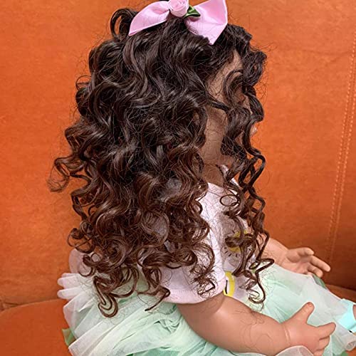 BNFD 22 Zoll / 55cm Vollsilikon l Körper Reborn Puppen mit langem lockigem Haar Realistische Kleinkind Prinzessin… – Bild 4