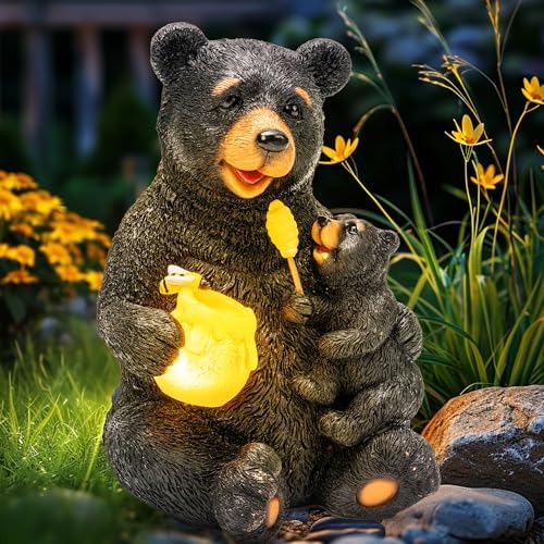 Illuminate Your Nights with These 5 Must-Have Animal Solar Lights 4 GIGALUMI Solar Garden Statues Loving Bear Figurine Lights for Outside, Yard Decorations Outdoor, Garden Decor Unique Birthday Housewarming Gifts for Mom, Women, Black