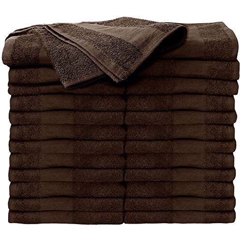 Image of ForPro Professional Collection Premium Bleach Tough Salon Towels, Chocolate, 100% Cotton, Bleach-Proof, Stain Resistant, 16 inch W x 27 inch L, 24-Count,110542
