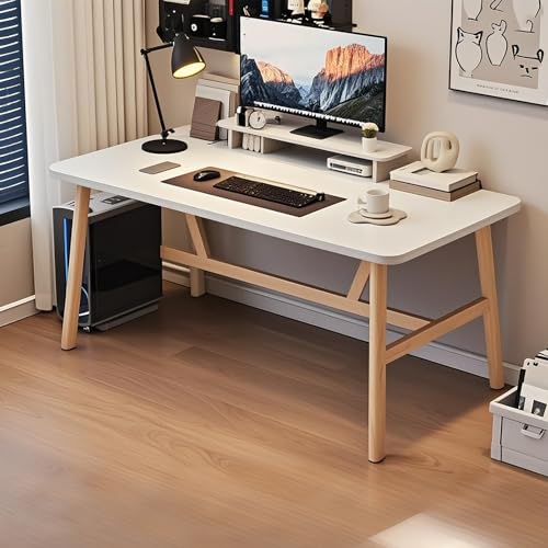 Poxvythb パソコンデスク ゲーミングデスク ソファテーブル 北欧 k型 組立簡単 シンプル PC作業台 在宅勤務 リモートワーク用 おしゃれ 勉強机(100x60x74cm,ウォームホワイト/シングルテーブル)