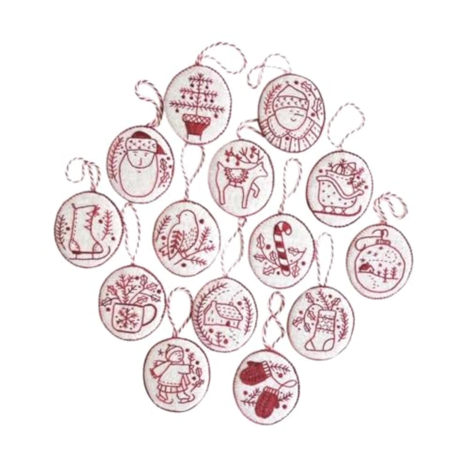 Hand Embroidery Christmas Ornaments Kit for DIY Decor