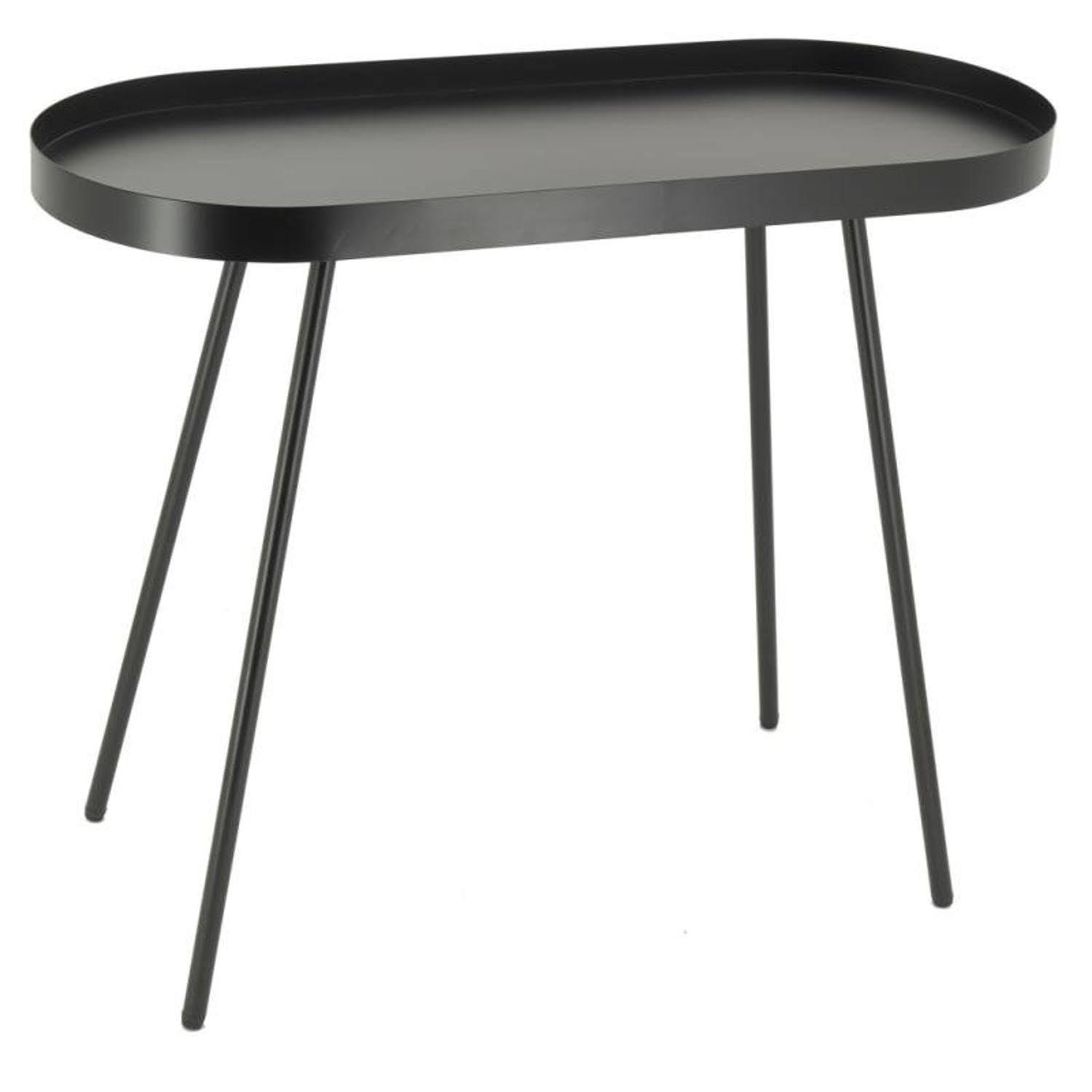 Table d'appoint ovale en métal noir facile à monter gain de place