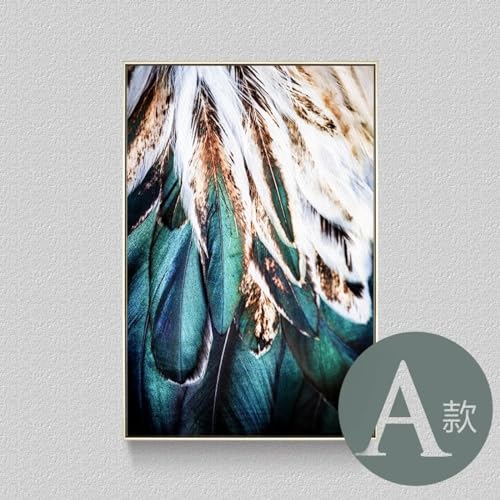 Affiches Toile Plume de Paon Bleu KEBIA : Solution Grand Mur Vide Salon
