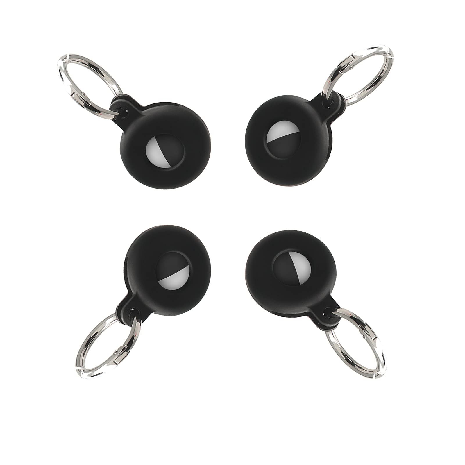 FWY Silicone Cover Compatible for AirTag Phone Finder, Anti-Scratch Protective Skin Cover with Keychain for AirTags Key Finder 4 PCS, Black