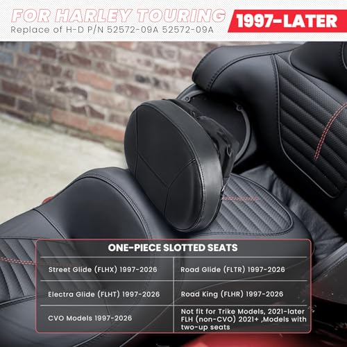 Image of Adjustable Driver Backrest for Harley Touring Street Glide Road Glide Road King Electra Ultra Limited 1997-2026 Detachable with Storage Bag & Headphone Jack Black