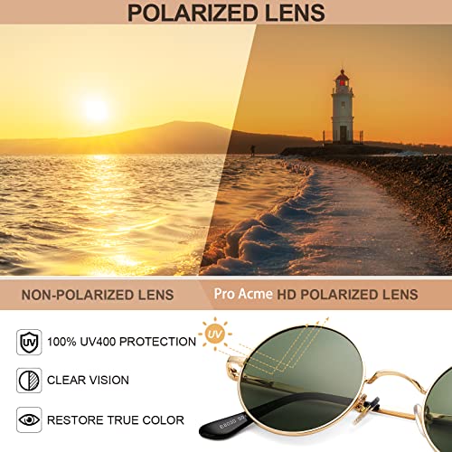 Image of Pro Acme Small Round Polarized Sunglasses for Women Men Retro Metal Shades