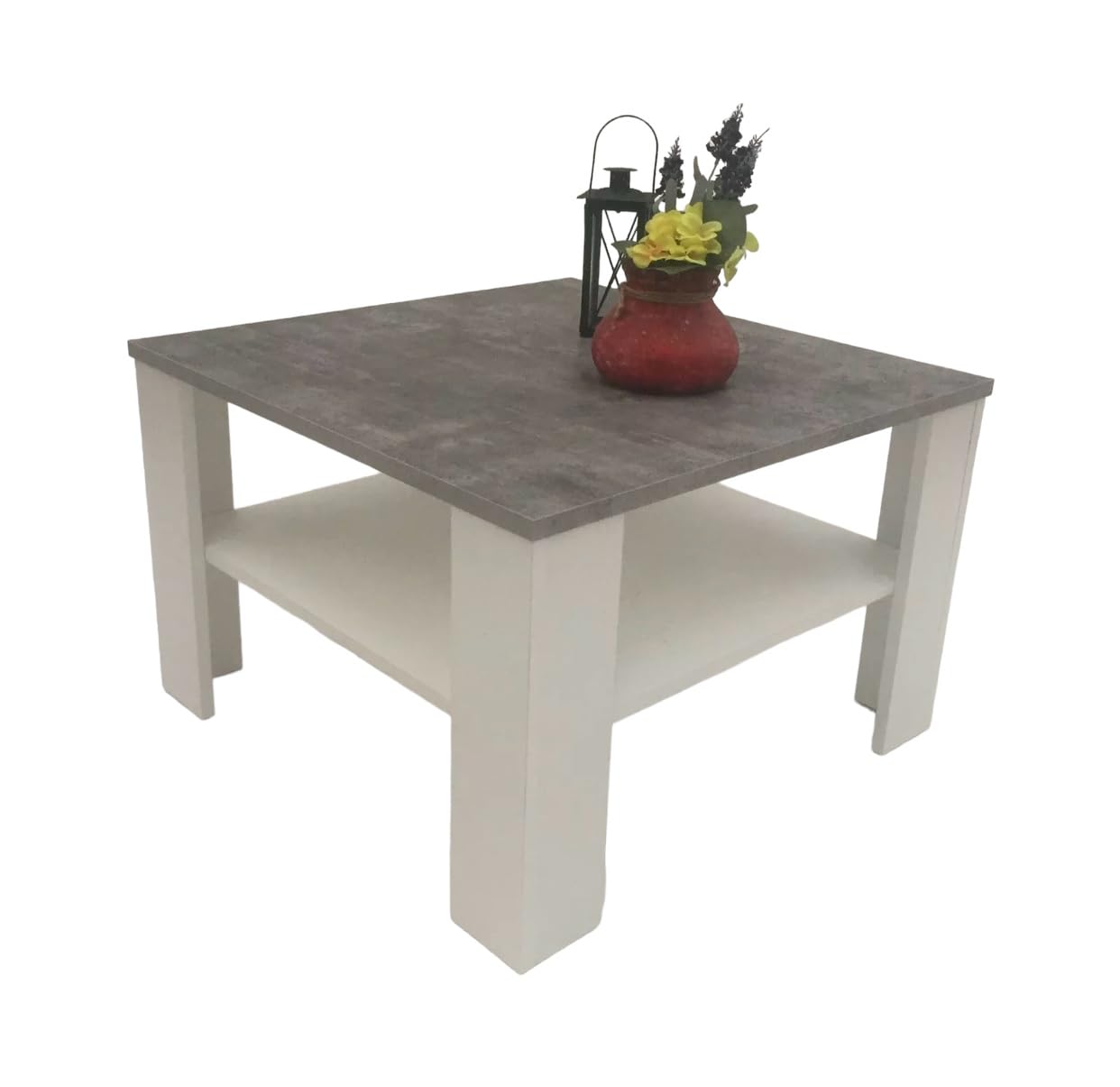 Couchtisch Wohnzimmertisch Kaffeetisch (Jan) Betonoptik - weiß