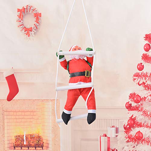 Christmas Santa Climbing Rope Ladder Xmas Tree Hanging Doll Ornament Party Child Decor 40cm (A)