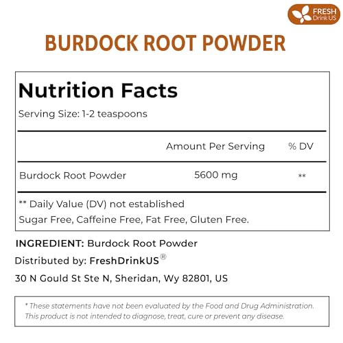 Image of FreshDrinkUS, Premium 2oz Burdock Root Powder, 100% Natural & Pure from Burdock Root, No Additives, No Caffeine, Vegan