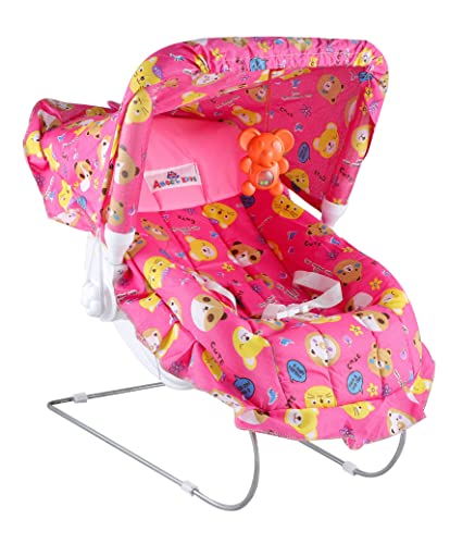 Image of Joyride Multipurpose Adjustable Carry Cot /Bouncer /Rocker with Mosquito Net Bouncer (Pink) ?Plastic & Polyster