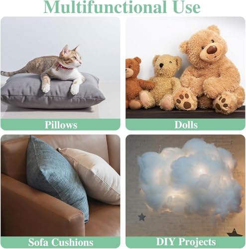 Image of Soft 4.5 Kg Fiber, Racron Polyester Synthetic Cotton Filling for Cushion, Pillow, Teddy Bear, Toy Stuffing (4.5 Kg, Pure Virgin Fiber, White) (Vacuum Packed)