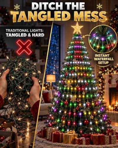 Smart Animated Christmas Tree Lights LED Curtain,6.8FT - Image 2