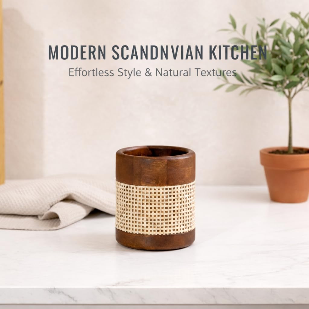 Wooden Cutlery Holder - Kitchen Counter Organizer -6 Wooden Cutlery Holder - Kitchen Counter Organizer -6