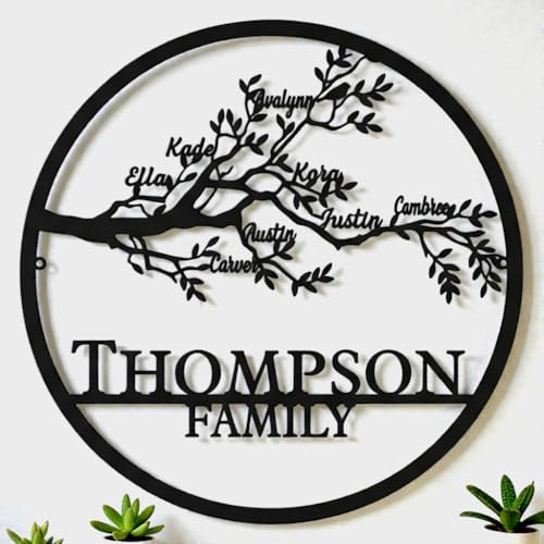 AVAGifts Custom Family Name Metal Signs | Personalized Tree of Life Sign | Outdoor Wall Art for Family Name | Custom Name Metal Sign, Last Name, Anniversary, Wedding Gifts for Women, Wife, Parents, couple