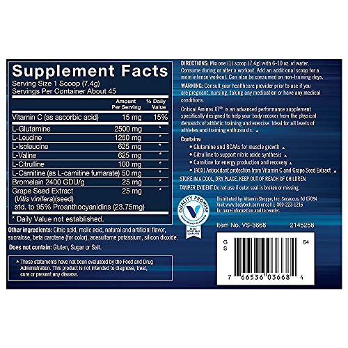 BodyTech Critical Aminos XT Intra/Post Workout Pineapple - Supports Muscle Recovery (11.8 Ounce Powder) - Thumbnail 3
