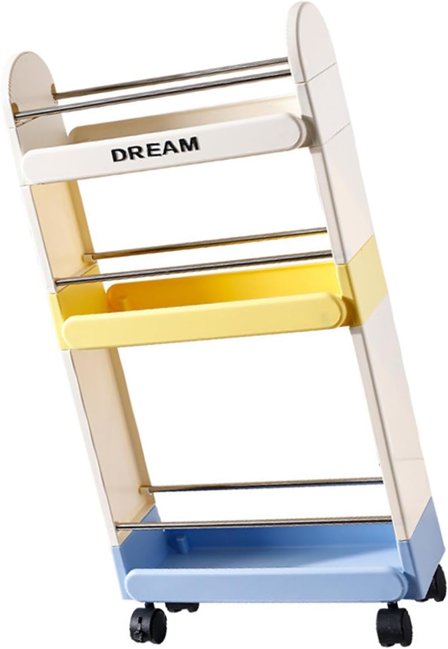 Mobile Multi-Layer Kitchen Cart Space Saving Bathroom Shelving Unit with Adjustable Shelves & PP Bathroom Storage Organizers Rack