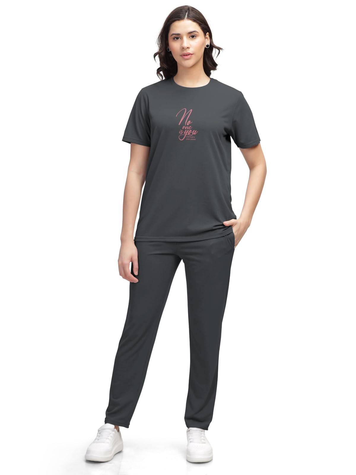 hellcat Trendy Printed/Solid T shirt with Pants Lounge Wear/Coords/Clothing Set for Women-picture-15
