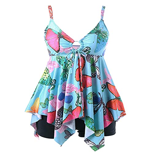 Maillot de bain papillon grande taille avec ourlet irrégulier et laçage ajustable