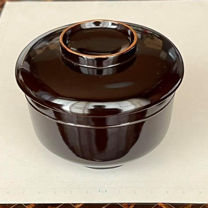 BJ066 時代輪島塗 宝船に波千鳥図金蒔絵 吸物椀 二客 木製