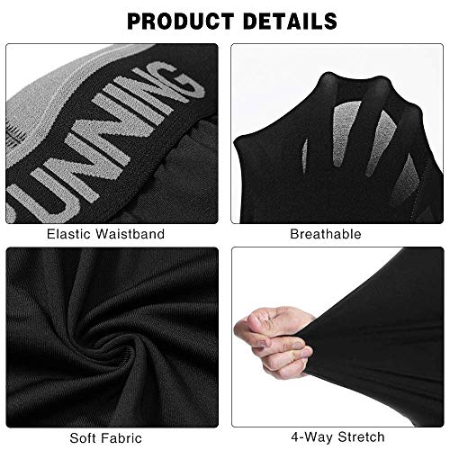 MEETYOO Men's 3/4 Compression Pants Leggings Tights, Cool Dry Sport Workout Base Layer Running Cycling (3 Pack-d, Medium)3