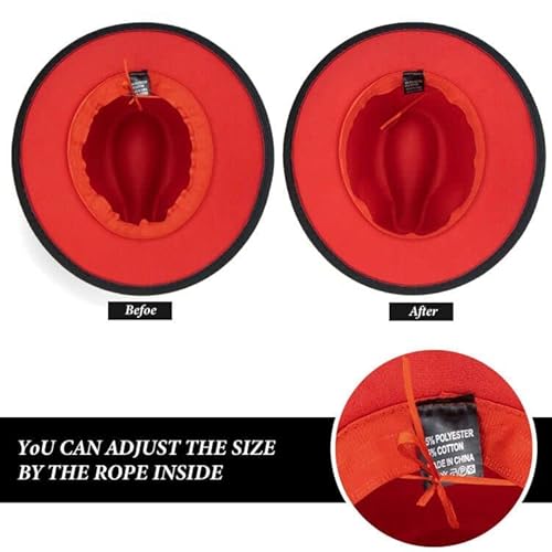 Classic Fedora-Hats-For-Women Wide-Brim Patchwork Two Tone Panama-Hats Wool Red Bottom Protectors Trilby-Hat #TOP5