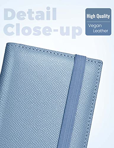 Image of Yarnic Checkbook Cover for Personal Checkbook, Checkbook Holder with Pen Holder & Built-in Clear Plastic Divider for Duplicate Checks (Grey Blue)