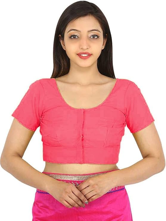 Image of Namita Women's Rubia Cotton Half Sleeve Blouse Combo (U-COT-COM-2-CYAN-BRINKPINK-36 Cyan, Brink Pink 36)