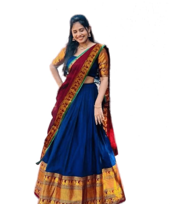 Vasoya Overseas's Kanjiveram Silk Pure Zari lehanga with Blouse along with Duppta For Women (South Indian Wedding)