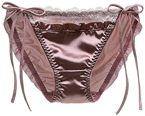 Kurop 3 Pack Satin Fabric Women Underwear Panties Shorts String Panties Lace Thongs Sexy Bikini Japanese Girl (M) #TOP1