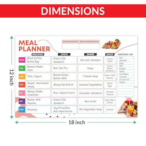 Image of AccuPrints Magnetic Weekly Meal Planner Dry Erase Board with Magnetic Marker Includes Grocery List 36 cm x 45.5 cm | Home | Gifts |
