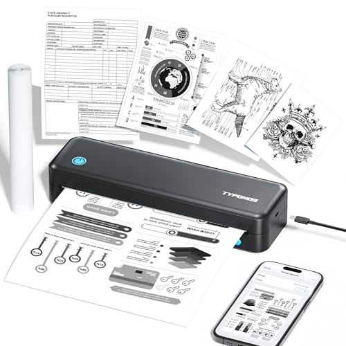 TYPONOS Portable Printers, D820 Wireless Bluetooth Printers Support 2