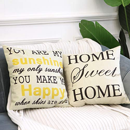 Leioh Farmhouse Decorative Pillow Covers Set Of 4 Home Sweet Home Inspirational Quotes Sofa Throw Pillow Covers Cushion Cover 18 X 18 Inc #TOP5