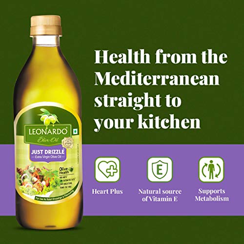 Image of Leonardo Extra Virgin Olive Oil, 1L Bottle | Premium Cold Pressed | From Italy | Made With 150+ Years of Expertise | Cholesterol & Trans Fat-Free, Rich In Antioxidants | High MUFA | Perfect For Salads, Breads, Pizza, Pasta & Grilling.