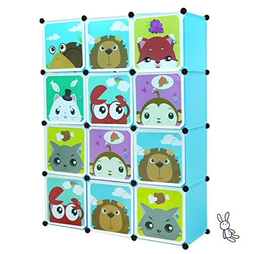 Armadio Camera da Letto Appendiabiti Portatile, Armadio Guardaroba Componibile con Ante,Componibile con Ante,Armadio Modulare Salvaspazio 12 Cubi,111 * 37 * 147cm