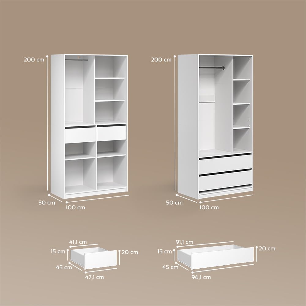 Livinity Armoire à vêtements Trento, Blanc, Lot de 2