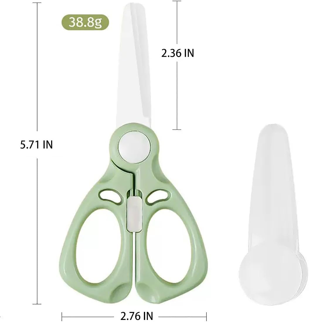 High-Temp Boilable Round Tip Ceramic Baby Food Scissors(Green) image 2