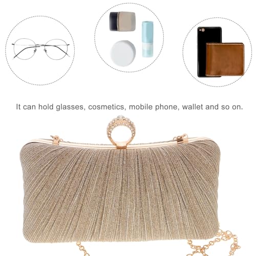 Pochette dorée haut de gamme design plissé unique en satin