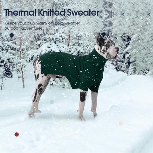 IECOii Hundepullover für mittelgroße Hunde, Mädchen und Jungen, Weihnachtsstrick-Sweatshirt mit Ärmeln, Rollkragen, dicker, warmer Hundepullover für den Winter, Strickwaren für Französische Bulldogge