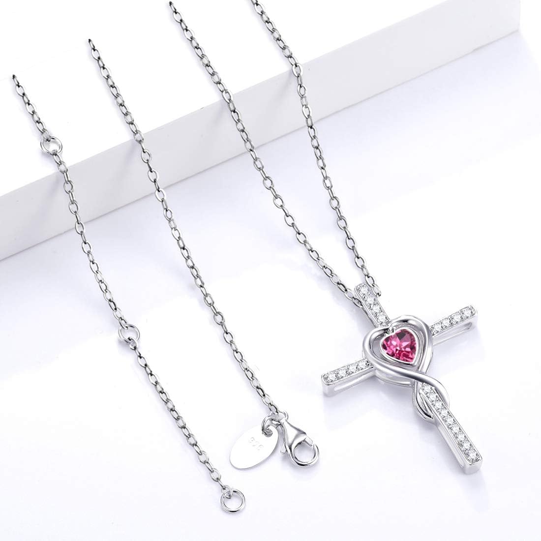 Dorella Love Infinity Necklace for Her Valentines Day Birthday Gifts Wife Mom February March Birthstones Amethyst Aquamarine Emerald Jewelry 925 Sterling Silver - Image 3