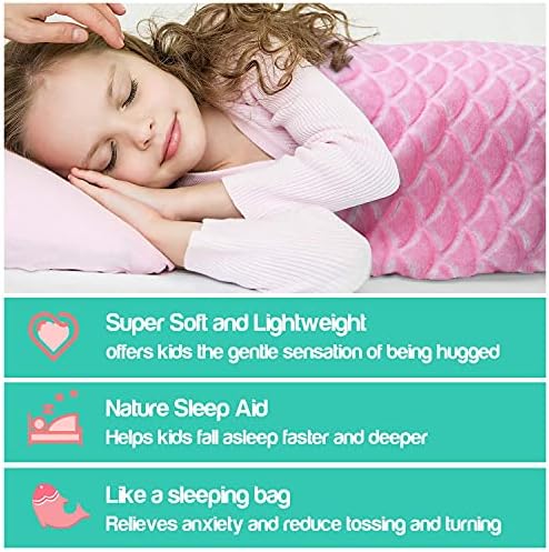 Catalonia Classy Mermaid Tail Blanket, Soft Warm Plush Fleece Sleeping Bag Snuggle Blanket for Teens 155 x 48 cm (61" x 19") Rainbow Ombre, Fish Scale Pattern
