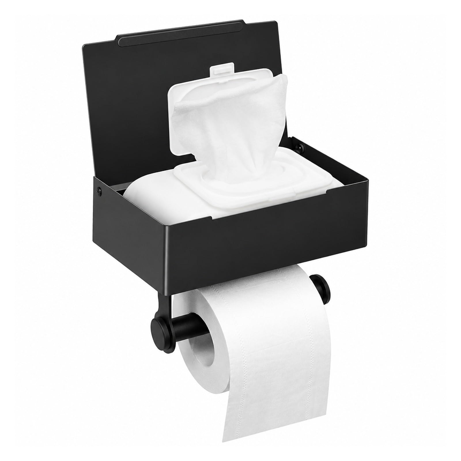 Toilet Roll Holder, Matte Black Toilet Paper Holder With Storage,for Bathroom