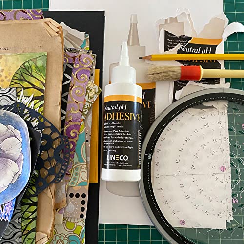 LINECO Neutral pH Adhesive 8 Oz, Acid-Free, All-purpose Glue, Dries Clear and Remains Flexible. Used for Bookbinding and Book Repair, Framing, Collages, Paper Art and Crafts - Image 7