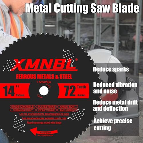 Image of 14 Inch Metal Cutting Saw Blade,Replace for Diablo D1472CF 14 Inch Metal Chop Saw Blade,Compatible with Evolution etc 14 Cutting Saw.72T Carbide Saw Blade.Steel Cutting Saw Blade.Longer Life 5X
