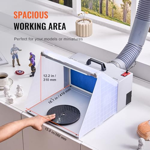 Image of VEVOR Airbrush Spray Booth, Portable Hobby Airbrush Paint Spray Booth Kit with LED Lights, Exhaust Fan and Exhaust Extension Hose, Airbrush Paint Booth for Painting Models, Arts, Crafts, Cakes